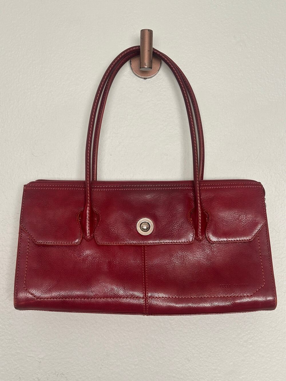 Vintage Burgundy Cherry Red Wilsons Leather Pelle Studio Shoulder Bag Purse Hobo